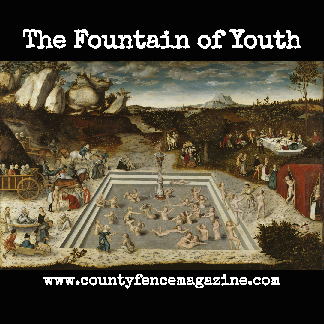“Fountain of Youth,” by Cranach the Elder, and maybe also the younger. A medieval painting featuring a public bath where old women shuffle in on one side and emerge on the other as young damsels.